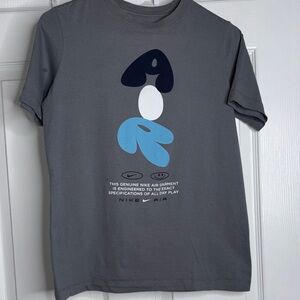 Nike Gray Crewneck Tee with Blue & Navy Graphic